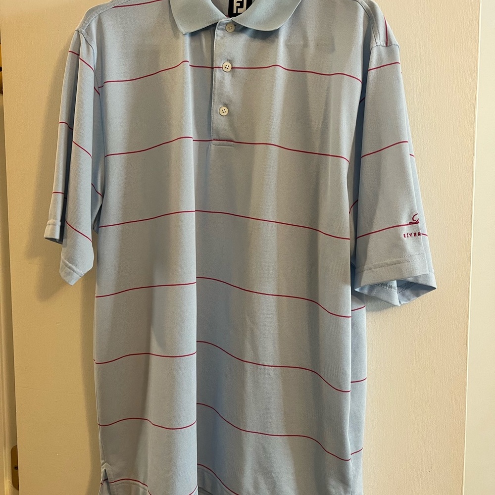 River Club emblem FootJoy Blue & Red Polo Shirt